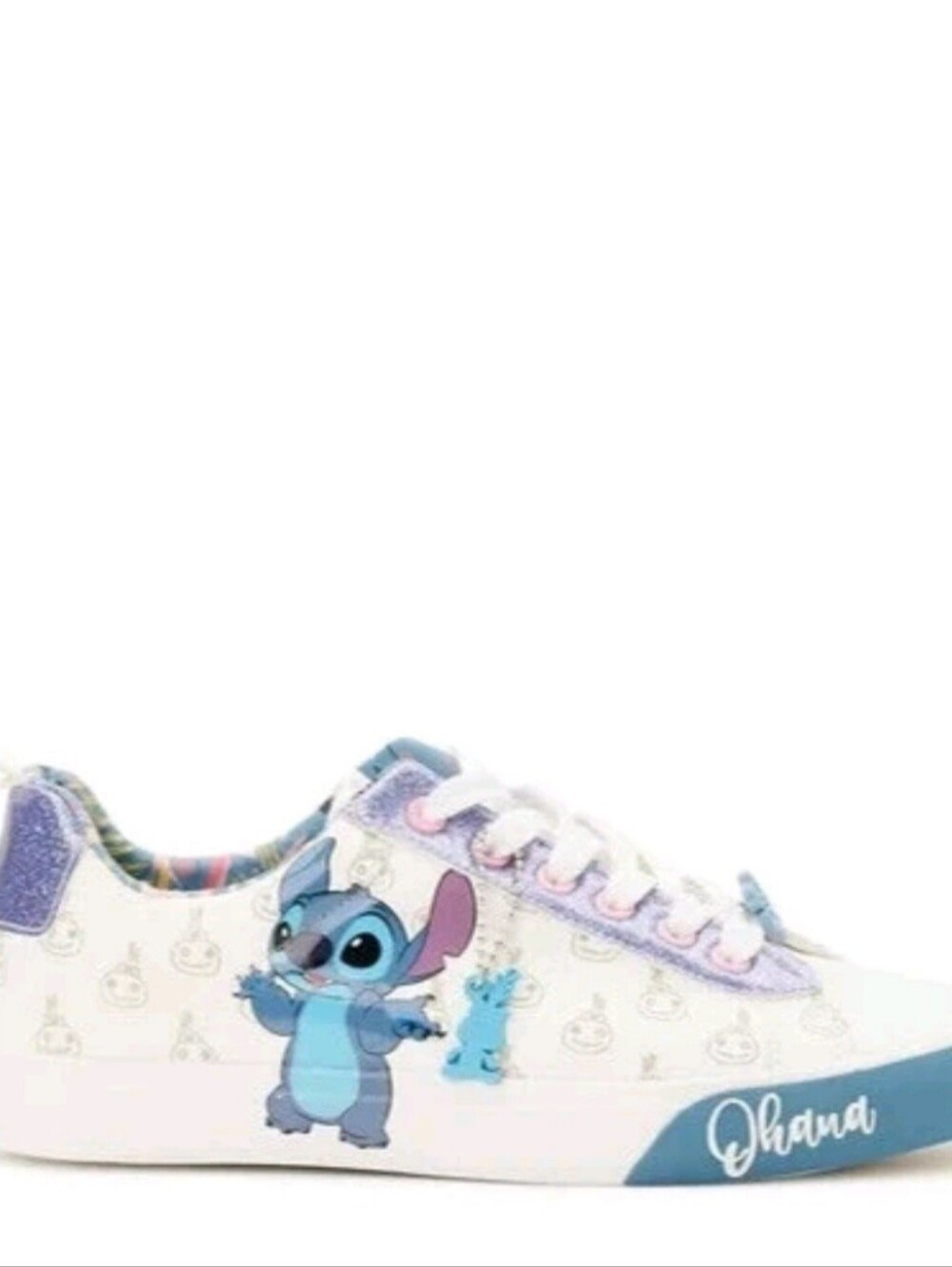 Disney Stitch Graphic White & Purple Glitter Women’s Sneakers